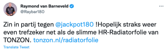 AM Beyond* - Raymond van Barneveld Tonzon tweet